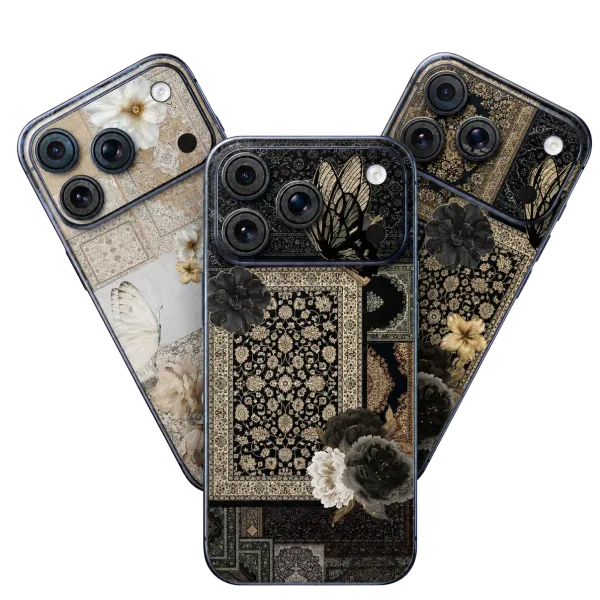 Luxury Carpet Design Phone Cases with Floral & Butterfly Motifs